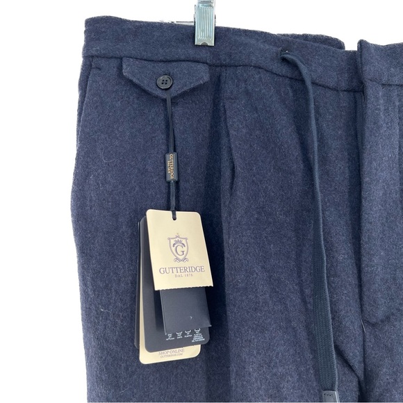 Gutteridge Men's Pure Wool Drawstring Trousers Navy Size IT 54 (US 38) NWT - Picture 12 of 14